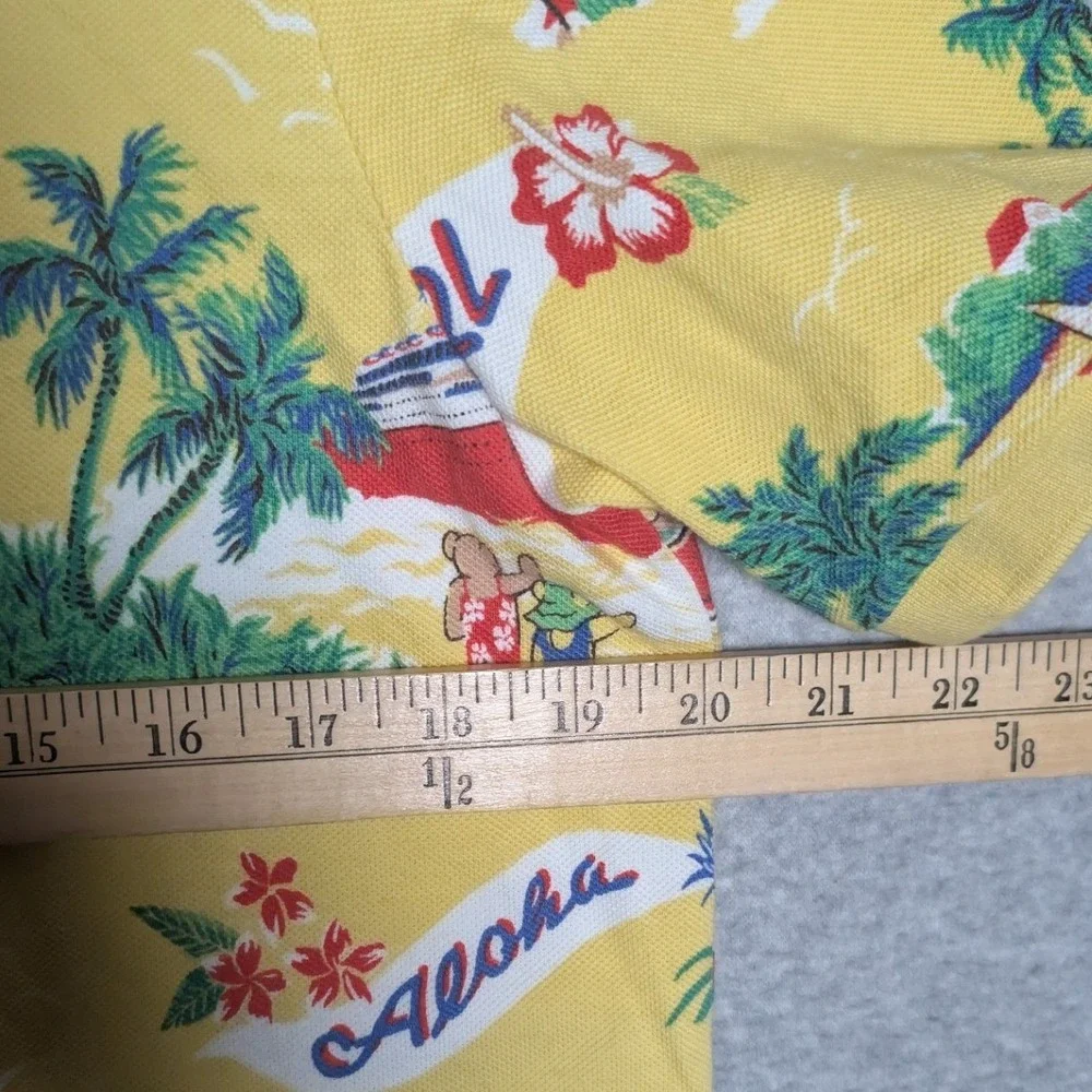 Polo Ralph Lauren Polo Shirt Mens Large Yellow Hawaiian Aloha Bear Preppy Resort